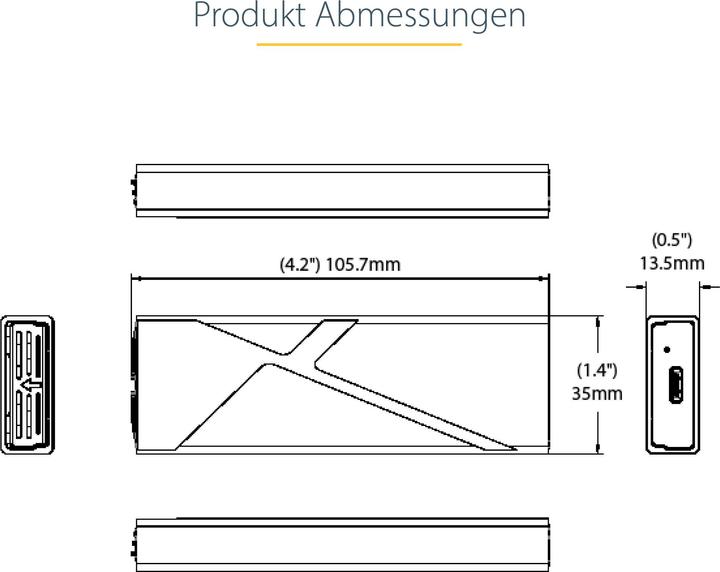 Image du produit StarTech com USB-C 10Gbps to M.2 NVMe or M.2 SATA SSD Enclosure - Tool-free External M.2 PCIe/SATA N (M.2)