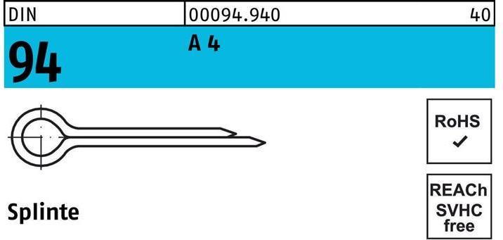 Produktbild Splinte DIN 94/ISO 1234 10 x 80 A 4