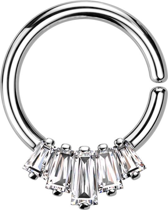 Actual product image Star Piercing Micro Piercing Ring silver five crystals baguette silver (Brass)