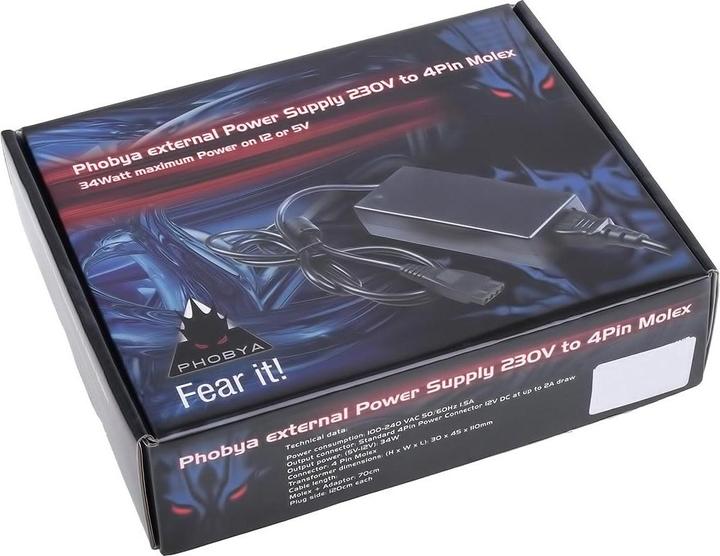 Actual product image Phobya External power supply 230V on 4Pin Molex