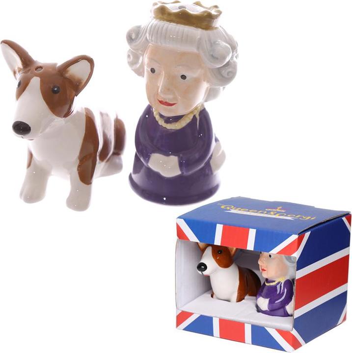 Actual product image Puckator Queen and Corgi Salt and Pepper Shaker Set (Salt)