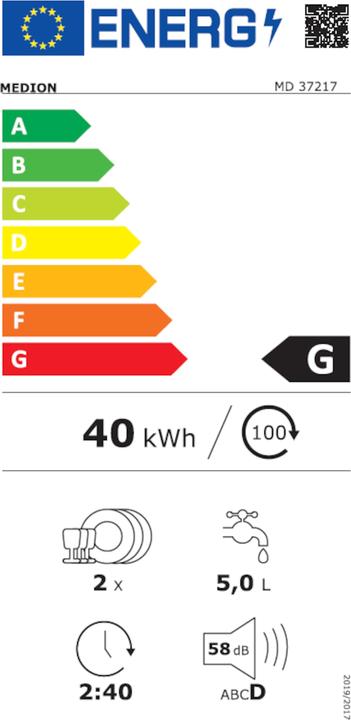 Energie-Label Medion Tischgeschirrspüler MD 37217