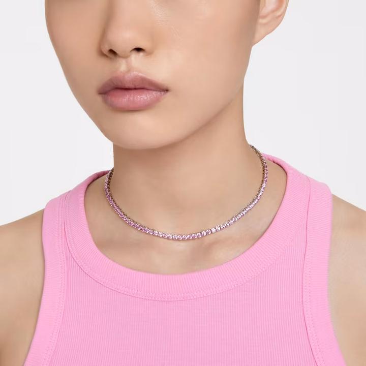 Produktbild Swarovski 5681800 Ketting Matrix Tennis zilverkleurig-roze 41 cm. (Swarovski Metall, 41 cm)