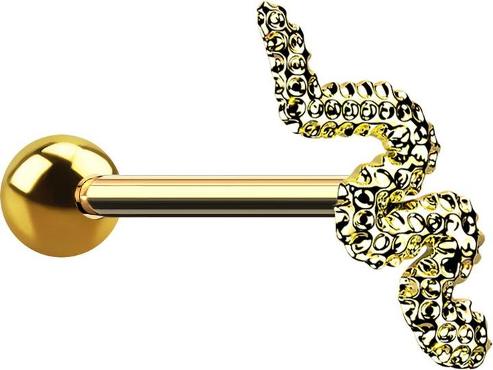 Actual product image Star Piercing Micro Barbell vergoldet mit Kugel und Schlange (without brass, Surgical steel 316L)