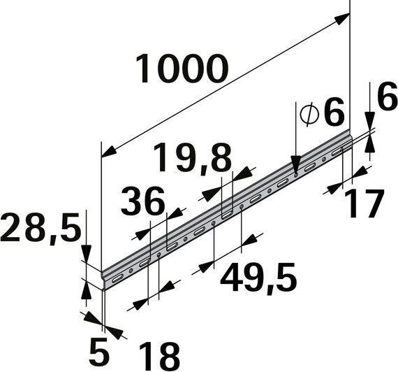 Image du produit Hettich Schrankaufhängung Schiene 1000 mm (1 pcs)