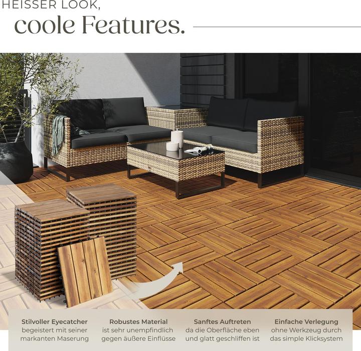 Produktbild tectake 20er Set Terrassenfliesen Tabula Akazienholz, je 4 Lamellen (20 x)