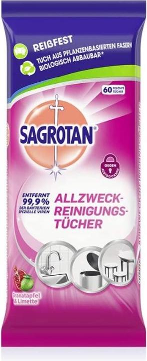 Actual product image Sagrotan Pomegranate & Lime Moist All Purpose Wipes 60 Wipes (60 pcs.)