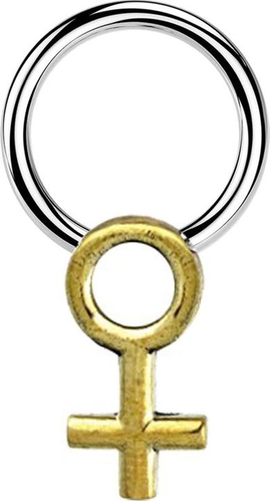 Actual product image Star Piercing Micro Closure Ring silber Gendersymbol Frau vergoldet (Brass, Surgical steel 316L)