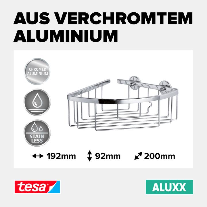 Produktbild tesa ALUXX Duschablage inkl. Klebelösung ohne Bohren (9 x 21.5 x 22 cm)