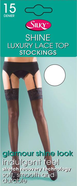 Actual product image Silky Shine stockings with lace top (M)