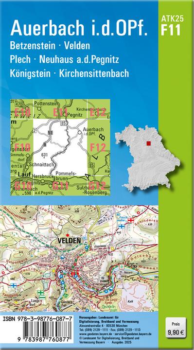 Image du produit ATK25-F11 Auerbach i.d.OPf. (Carte topographique officielle au 1:25000)