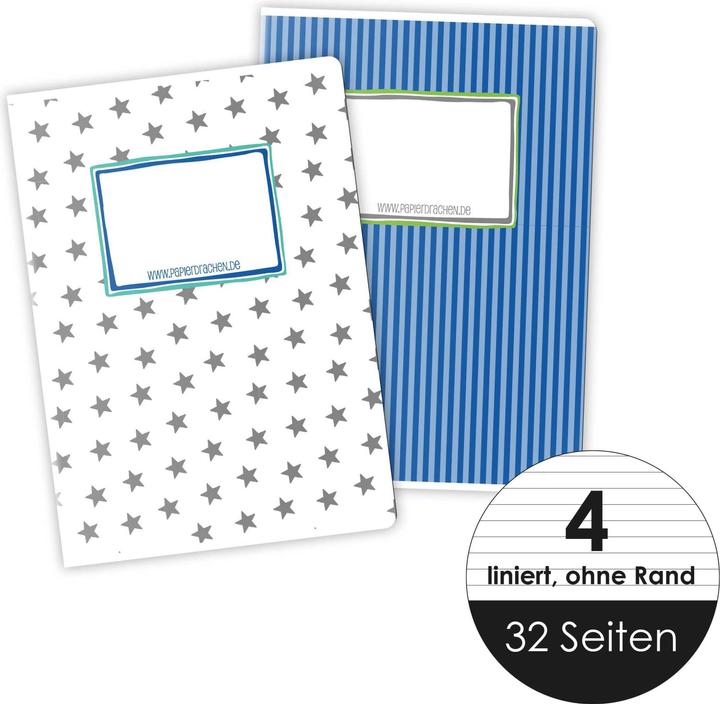 Produktbild Papierdrachen Schulhefte 4er Set DIN A5 - Dino (VE 4) (A5, Kariert, Kein Einband)