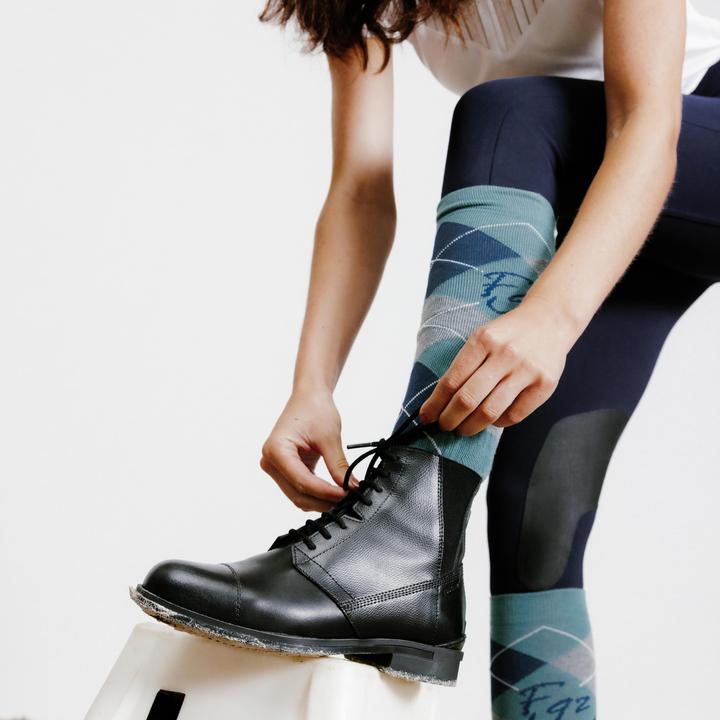 Image du produit Fouganza Boots d'équitation 500 lacées cuir femme noir (36)