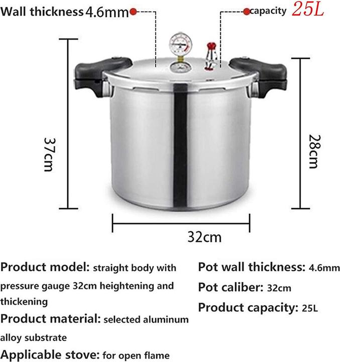 Actual product image Ghkwxue Pressure Cooker Silver 25L
