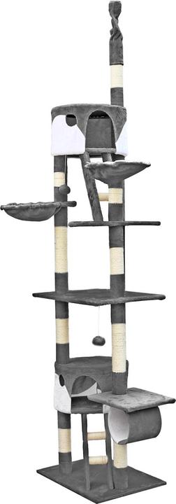 Produktbild Wiltec Kratzbaum 240–260cm grau/weiss Katzenkratzbaum deckenhoch Kletterbaum (260 cm, Weiss, Grau)
