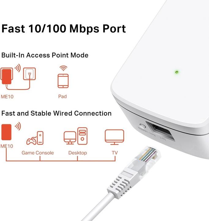Produktbild Mercusys ME10 network extender Network repeater White 10 (300 Mbit/s)