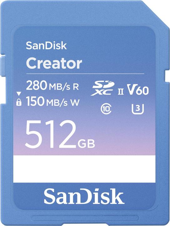 Image du produit SanDisk Creator UHS-II V60 (512 Go, SDXC, U3, UHS-II)