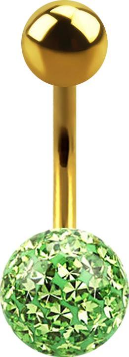 Immagine prodotto Star Piercing Banana placcata in oro con sfera e sfera di cristallo verde chiaro strato protettivo epossidico (senza ottone, Titanio G23)