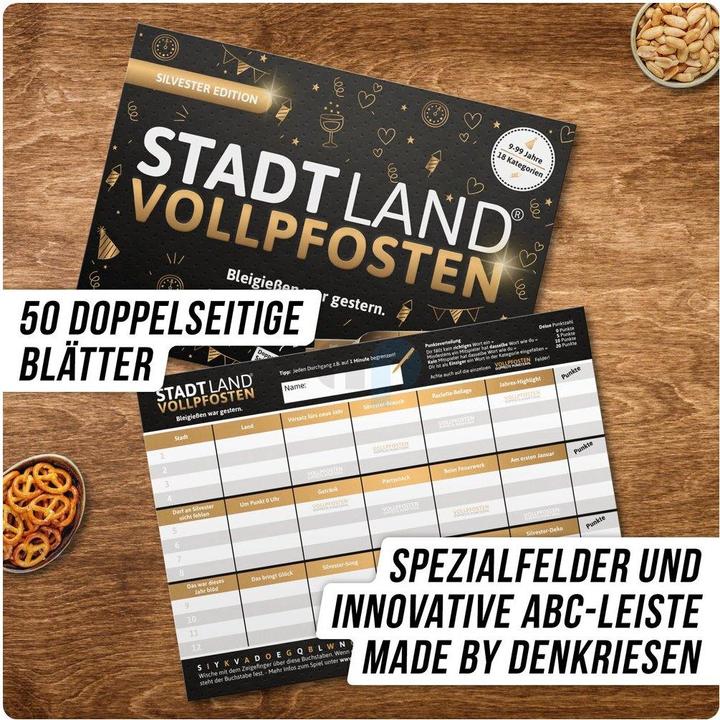 Actual product image Denkriesen "Stadt Land Vollpfosten" New Year's Eve Edition (German)