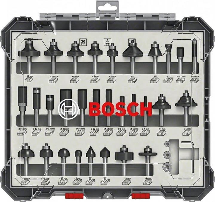 Immagine prodotto Bosch Professional Zubehör Set di bave a mano libera. Gambo da 8 mm. 30 pezzi