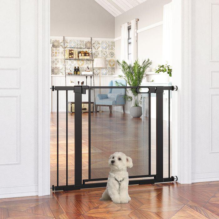 Immagine prodotto Swisshandel24 Cancelletto per animali domestici cancelletto per cani, regolabile da 75 cm a 103 cm, nero