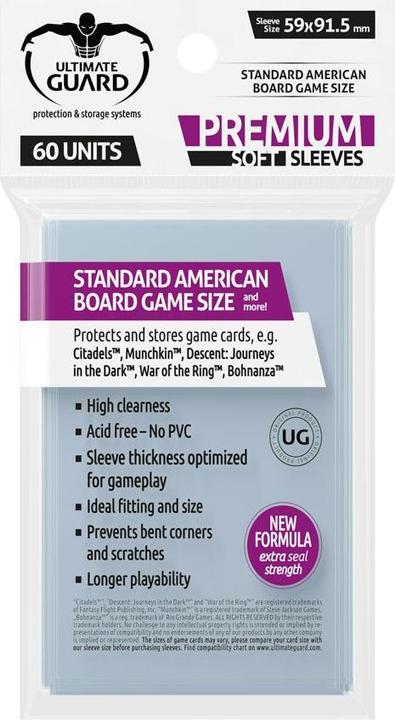Actual product image Ultimate Guard Card Sleeve Standard American Board Game Sleeves 60