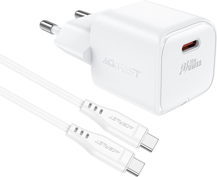 Productafbeelding Acefast Caricatore da muro A77 Mini PD 30W GaN + cavo USB-C - bianco (30 W)