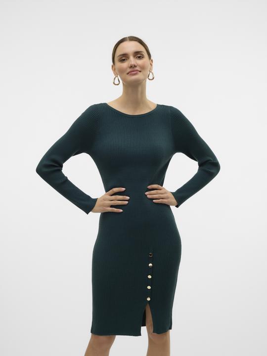 Actual product image Vero Moda VMABA BUTTON LS BOATNECK DRESS GA EXC Knit Dress (XS)