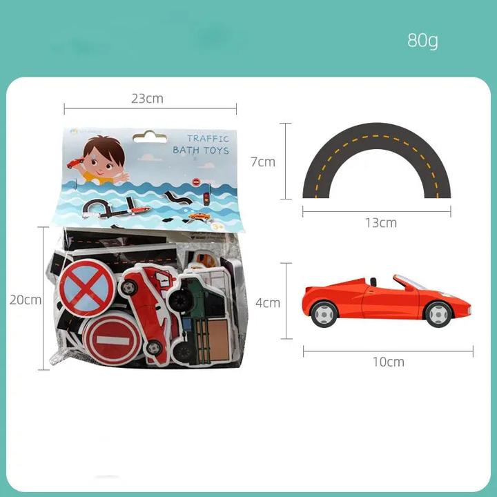 Produktbild Activity Board 23 Stück Badespielzeug Klebewand Stadt Verkehr Auto Strasse Schiene Puzzle Vinyl 0-3Y 3-6Y 6-12Y