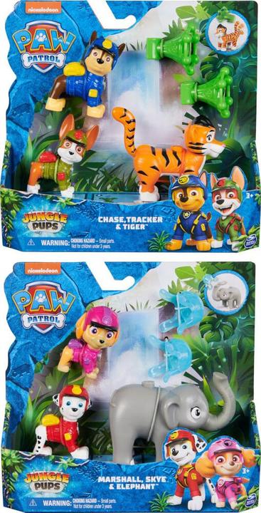 Image du produit Spin Master PAW Patrol Jungle Pups, Figurines articulées Chase, Tracker & Tiger avec lance-projectile, jouets po
