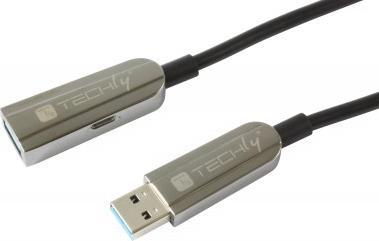 Produktbild Techly USB3.0 AOC Glasfaser-Hybridkabel 10m Schwarz Unterstuetzt max.Bandbreite bis zu 5 Gbit Durchm (10 m, USB 3.2 Gen 1)