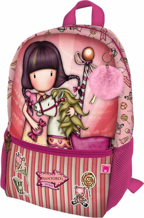 Santoro School bag Gorjuss Carousel Mini Salmon red color (26 x 34 x 11.4 cm)
