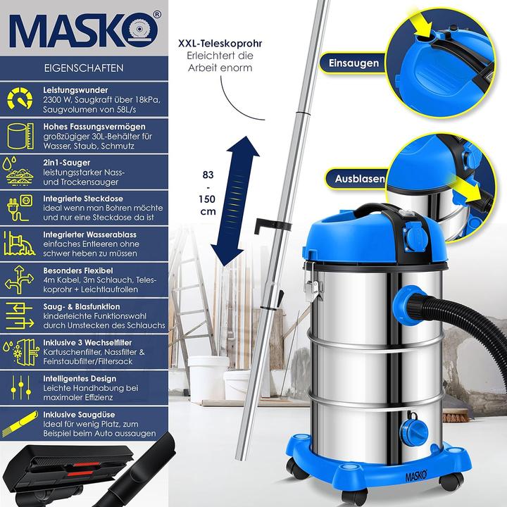 Produktbild Masko Industriestaubsauger Blau (Nass-Trockensauger)