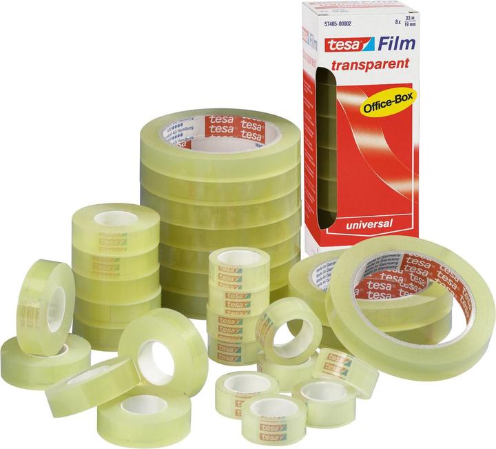 Produktbild tesa 12x tesafilm TRANSPARENT - mit starker Haftung - alterungsbeständig und reissfest (12 mm)