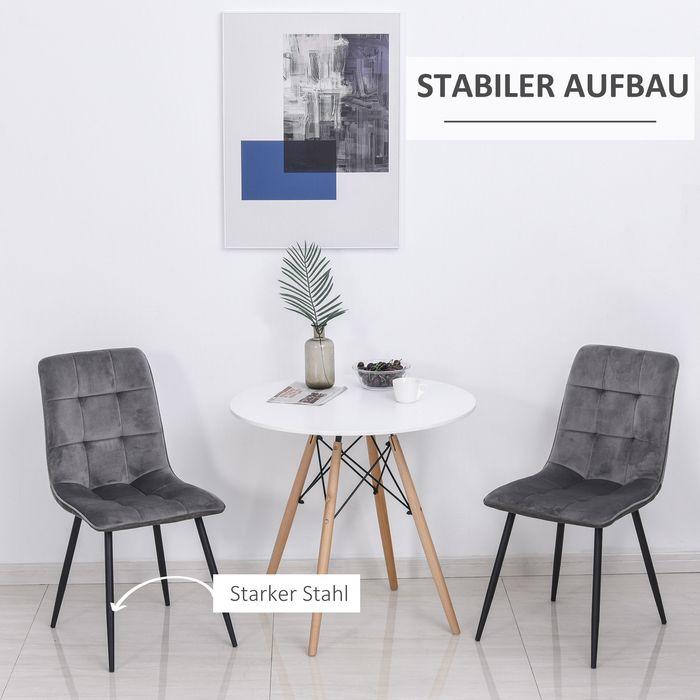 Actual product image Swisshandel24 2er-Set Esszimmerstuhl Polsterstuhl Küchenstuhl Esstisch Schaumstoff Metall Grau+Schwarz 45 x 63 x 9