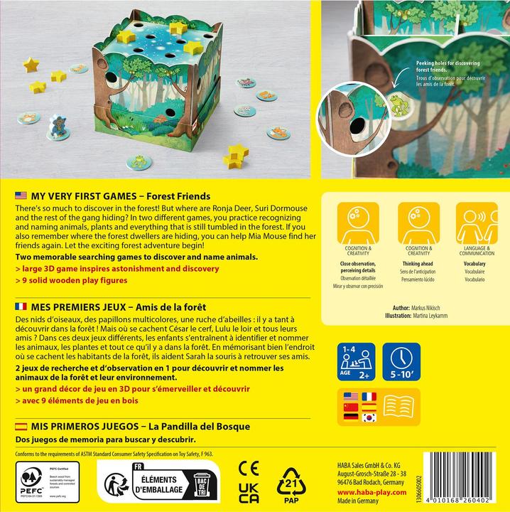 Valori nutrizionali e ingredienti Haba Collezione di giochi I miei primi giochi - Amici della foresta