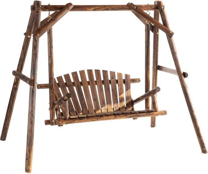 Produktbild Swisshandel24 Hollywoodschaukel 2-Sitzer Gartenschaukel Schaukelbank Hängebank Massivholz Natur187 x 137 x 170 cm