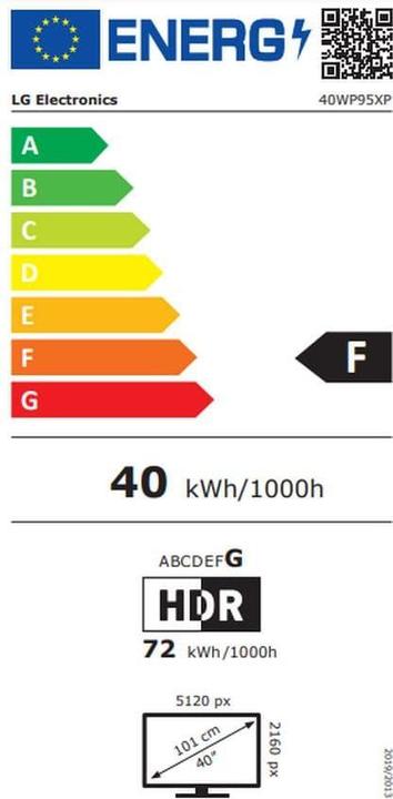 Energy Label LG UltraWide 40WP95XP-W (5120 x 2160 pixels, 39.70")