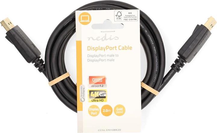 Produktbild Nedis Displayport-Kabel | DisplayPort Stecker | DisplayPort Stecker | 4K@60Hz | Vernickelt | 2.00 m (2 m, DisplayPort)