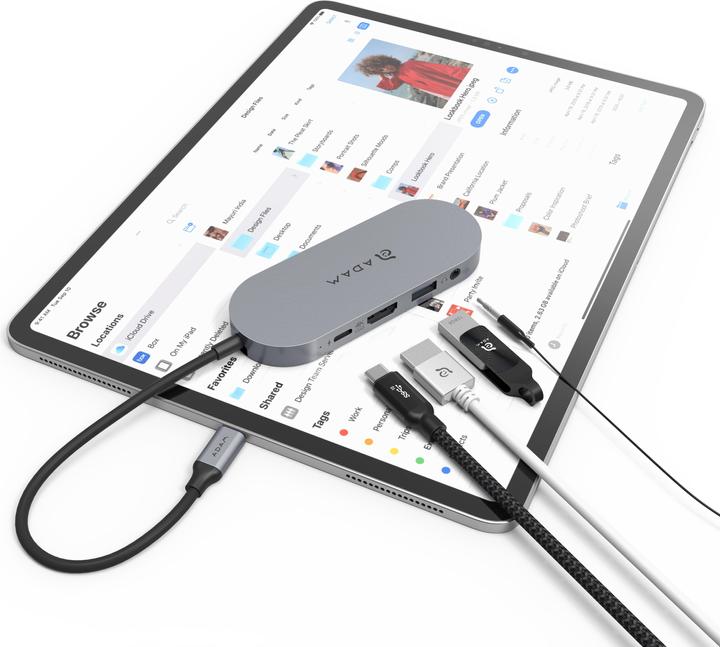 Actual product image Adam Elements CASA Hub S | Grey | USB-C 5-in-1 SSD Storage Hub 240GB (USB-C, 5 Ports)