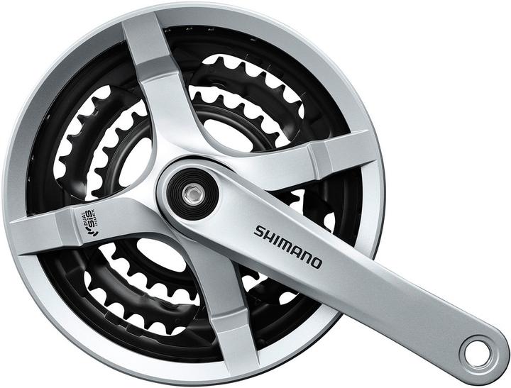 Produktbild Shimano FC-TY501 Kurbelgarnitur 6/7/8-fach 48-38-28 Z. mit Kettenschutzring (170 mm)