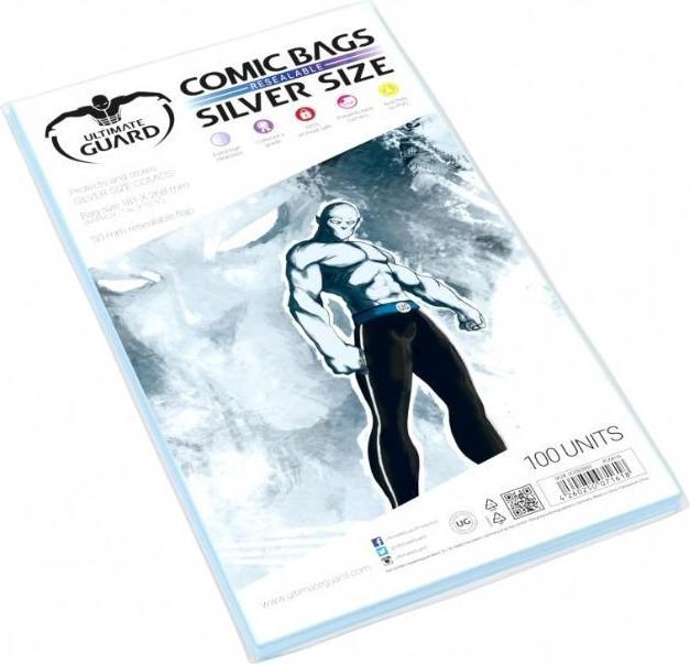 Actual product image Ultimate Guard Comic Bags Reclosable Silver Size (100)