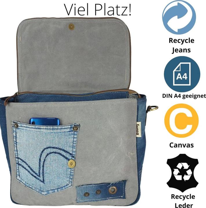Produktbild Sunsa Jeanstasche Schultertasche Handtasche Schule Upcycling No.62