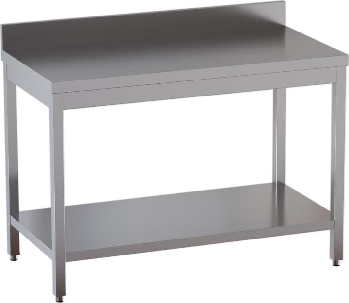 Gastro Hero Tavolo da lavoro in acciaio inox Eco con base e schienale (180 cm, 180 cm)