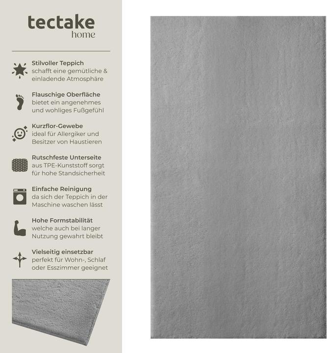 Produktbild tectake Kurzflorteppich Soft Zone (80 x 150 cm)