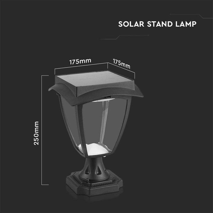 Actual product image V-TAC VT983 2W LED Solar Stand Light Black Body 3000K6000K IP44 (110 lm, IP65)