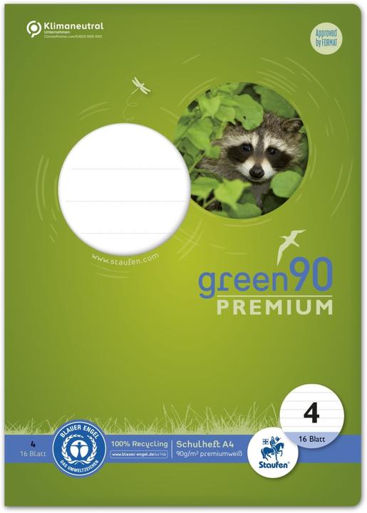 Staufen Schulheft green Lineatur 4 liniert DIN A4 ohne Rand, 16 Blatt (A4, Liniert, Harter Einband)