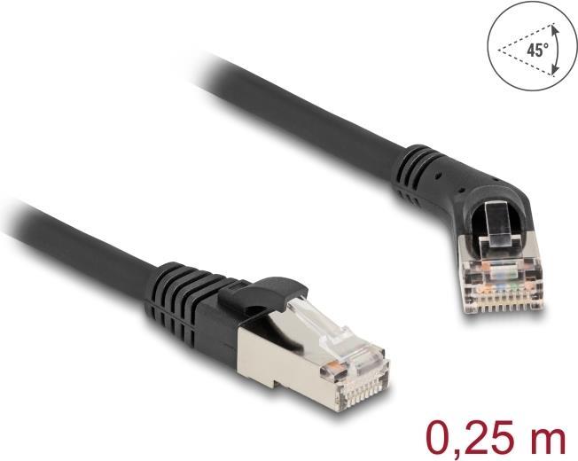 Immagine prodotto Delock Cavo di rete RJ45 Cat.6A S/FTP con spina 45ï¿½ angolata a destra e spina dritta 0,25 m (S/FTP, CAT6a, 0.25 m)