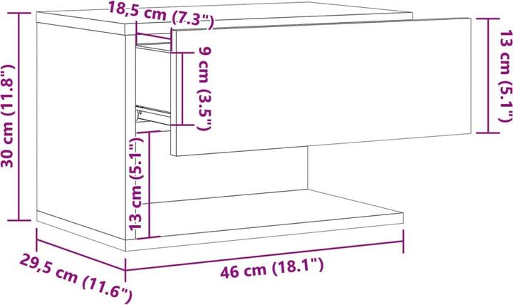 Actual product image VidaXL Wand Nachttisch Nachtschrank Nachtkommode Hängend 2 Stk. Altholz-Optik (46 x 29.5 x 30 cm)