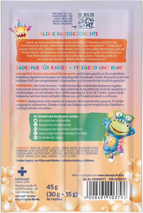 Produktbild Tetesept Kinder Knisterschaumbad Monsterparty (45 ml, Badesalz)